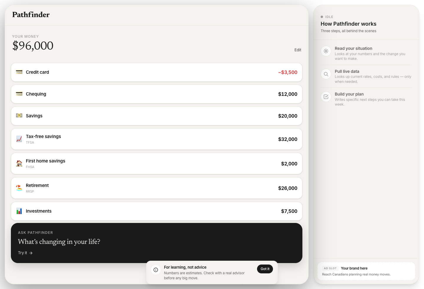 Wealthy Agent web app screenshot